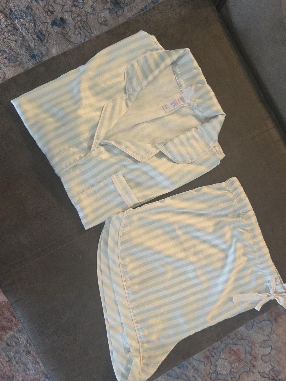 Light Green & White Stripe Women’s Lounge Shorts